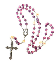 Load image into Gallery viewer, Rosary - Rose Our Father Beads - Elegant Pink beads with Purple Accents