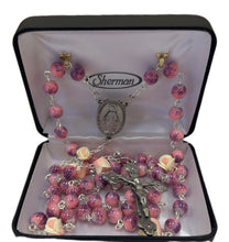 Load image into Gallery viewer, Rosary - Rose Our Father Beads - Elegant Pink beads with Purple Accents