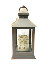 Load image into Gallery viewer, Mini Lantern with Verse - Remembrance - Patina Bronze Tone - Flameless Candle - 10&quot; - Various Verses Available