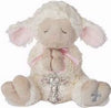 Serenity Lamb with Crib Cross-Blue, Pink, or White Ribbon