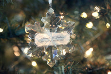 Load image into Gallery viewer, Memorial Ornament - Crystal - Snowflake - Customizable: Add name and dates in notes at checkout | See product description for character limits.
