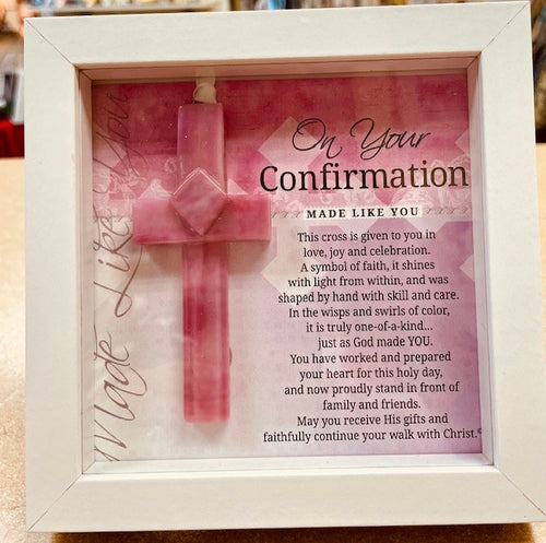 Ornament - Pink Framed Mosiac Cross - On Your Confirmation