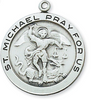 Necklace - "St. Michael Pray For Us" - Plated Pewter and Rhodium Plated Chain with Gift Box