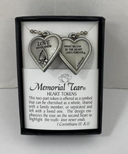 Load image into Gallery viewer, Necklace - Memorial Tear - Two-Part Heart Token - Pewter - 24&quot;