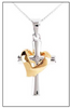 Necklace - "Cross my Heart" - Silver and Gold Tone - 18" Chain