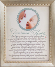 Load image into Gallery viewer, Picture Frame - &quot;Grandma&#39;s Heart&quot; Poem - Pewter/Silver Wood - 2.5&quot; Round Photo - 8&quot; X 10&quot; Frame