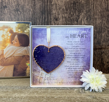 Load image into Gallery viewer, Ornament - Memorial - &quot;Leaving you my Heart&quot; - Handmade Iridescent Glass - Pink or Blue