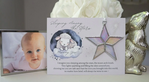 Ornament - Memorial - Infant - Handmade Iridescent Glass Star