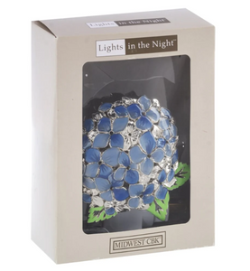 Nightlight - Hydrangea - Silver Tone with Blue Enamel Accents - Metal