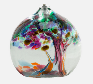 Oil Lamp - Art Glass - Tree of Friendship