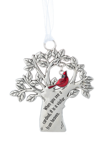 Ornament - Tree with Cardinal Charm - Multiple Verses Available