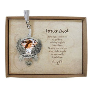 Memorial Car Charm - Forever Loved - Picture Frame - Angel Wing