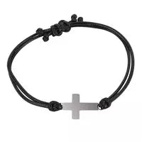 Load image into Gallery viewer, Bracelet-Brown or Black Cord with Cross