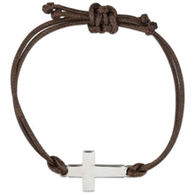 Load image into Gallery viewer, Bracelet-Brown or Black Cord with Cross