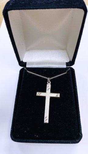 Necklace-Brushed Silver Cross