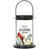 Lantern - Glass Cylinder - "...so Beautifully lived." Cardinal - Candle - 10.25"