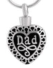 Keepsake Urn Pendant - Dad - Filigree Heart