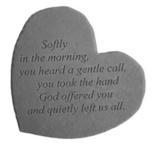 Bereavement Garden Stone - Heart Shaped - 6.75" X 6" - Multiple verses available