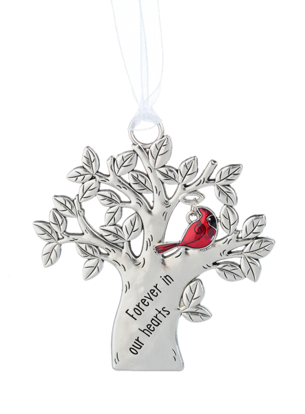 Ornament - Tree with Cardinal Charm - Multiple Verses Available
