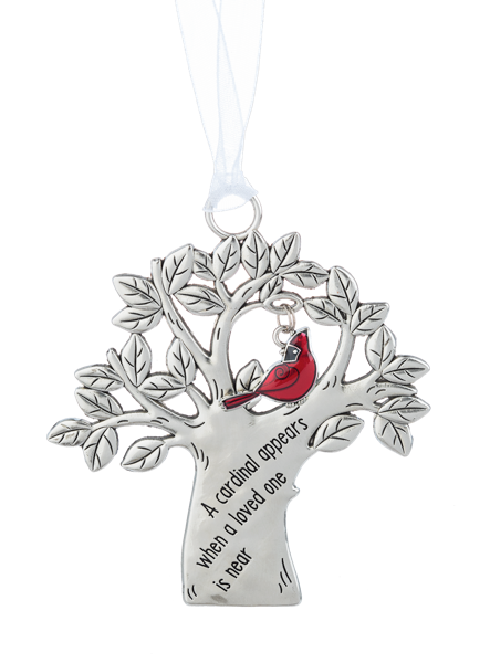 Ornament - Tree with Cardinal Charm - Multiple Verses Available