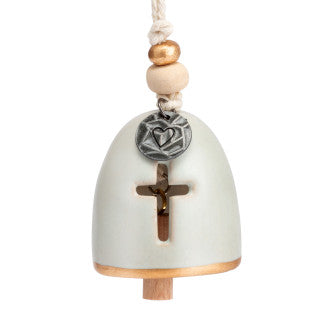 Mini Inspired Bell - Blessed - Hanging Decoration - Ceramic and Metal