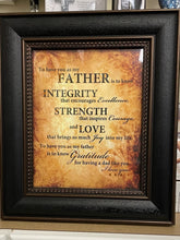 Load image into Gallery viewer, Frame-Father &quot;Integrity, Strenght, Gratitude&quot; or Mother