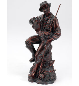 Statue - Hunter with Dog - Bronze Tone - 9"