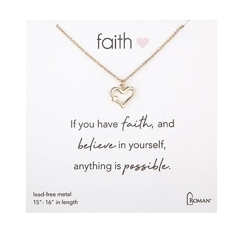 Necklace-Faith Heart Necklace Gold or Silver