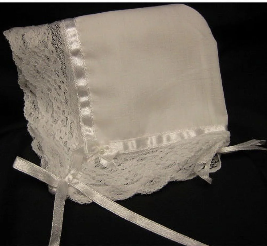 White Deluxe Cotton Christening Bonnet – The Remembrance Center