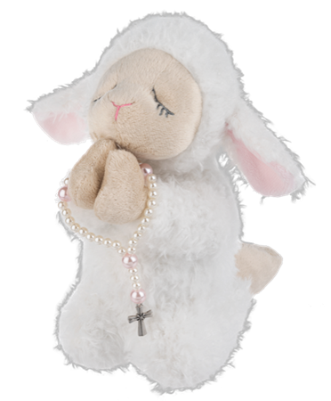 Plush - Praying Lamb Holding Rosary