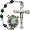 Rosary - Emerald Aurora Borealis Beads - Picture of Our Lady of Sorrow Center