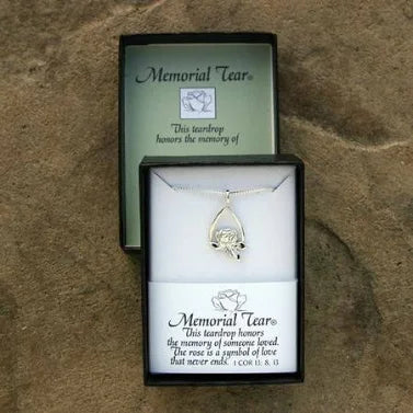 Necklace-SS Memorial Tear Rose