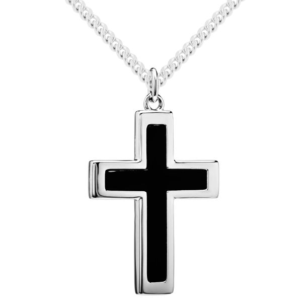 Cross - Black Enamel Men's Necklace