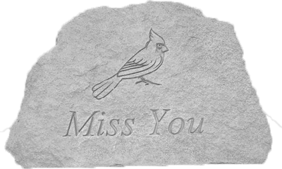 Garden Stone-Miss You with Cardinal
