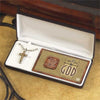 Necklace - Two-Toned Cross - Brass and Pewter - "Man of God" Gift Box - Psalm 18:32 - 20" Bead Chain