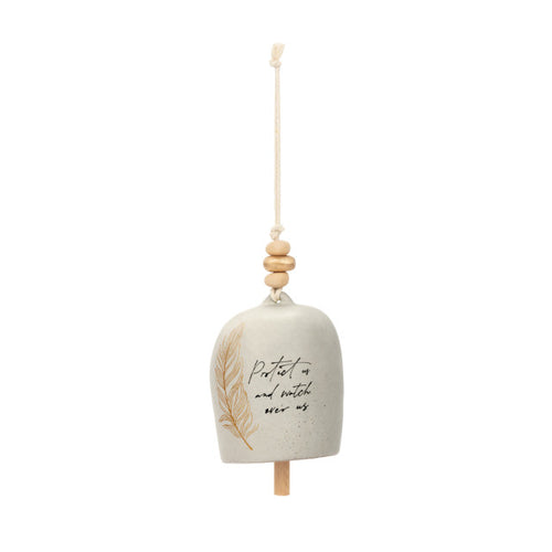 Inspired Bell - Hanging Decoration - Guardian Angel - Cream - Ceramic and Metal