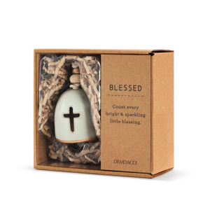 Mini Inspired Bell - Blessed - Hanging Decoration - Ceramic and Metal