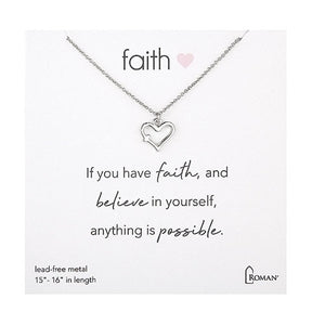 Necklace-Faith Heart Necklace Gold or Silver