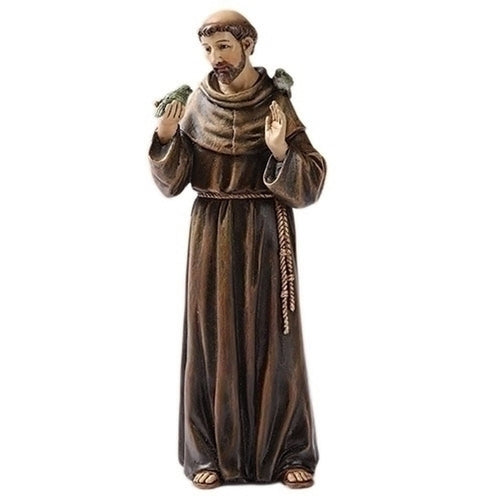 Figurine - Saint Francis Statue - Preaching to the Birds - Stone/Resin - 6.25