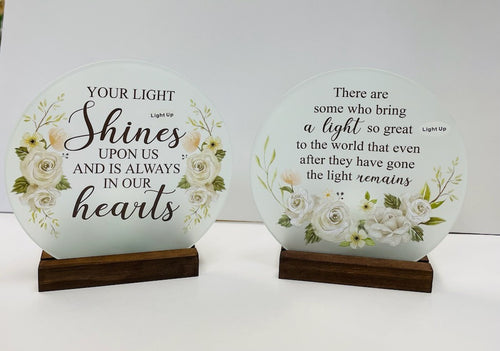 Light-Lighted Plaque on Stand Choice of 2 verses