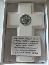 Load image into Gallery viewer, Cross - Two-Piece - &quot;Just a Memory Away&quot; - Memorial Keepsake with Silk Lined Box