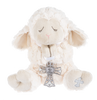 Serenity Lamb with Crib Cross-Blue, Pink, or White Ribbon