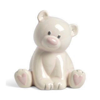 Coin Bank - Teddy Bear - Ceramic - Blue or Pink