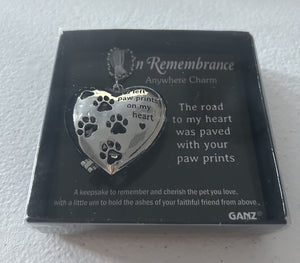 Pet In Remembrance Anywhere Charm - You left paw prints on my heart