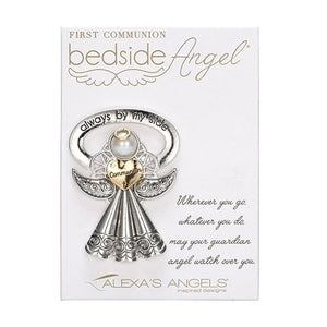 Traveling Bedside Angel - 1st Communion - Rhodium/18K Gold Plate - 2.5"