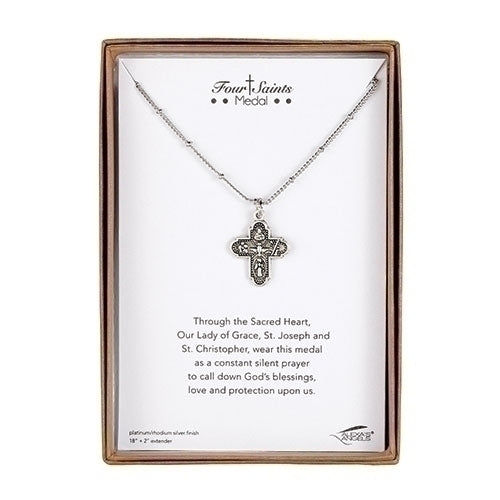 Necklace - Cross - Four Saints Medal
