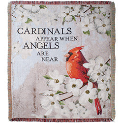 Inspirational Throw~"Cardinals Appear" on dogwood branch