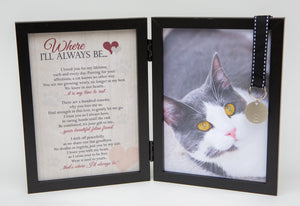 Pet Memorial Picture Frame - "Where I'll Always Be" - Collar Display - 5" X 7" Photo - 8" X 10" Frame