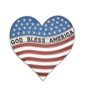 Visor Clip - "God Bless America" - Silver Tone with Red, White, and Blue Enamel