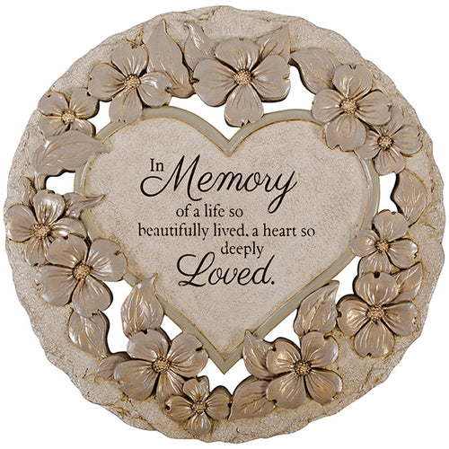 Plaque~ Round stone with Heart insert 